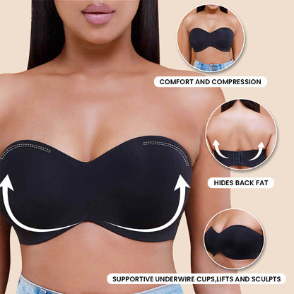 Shecurve Full Support Non-Slip Convertible Bandeau Bra