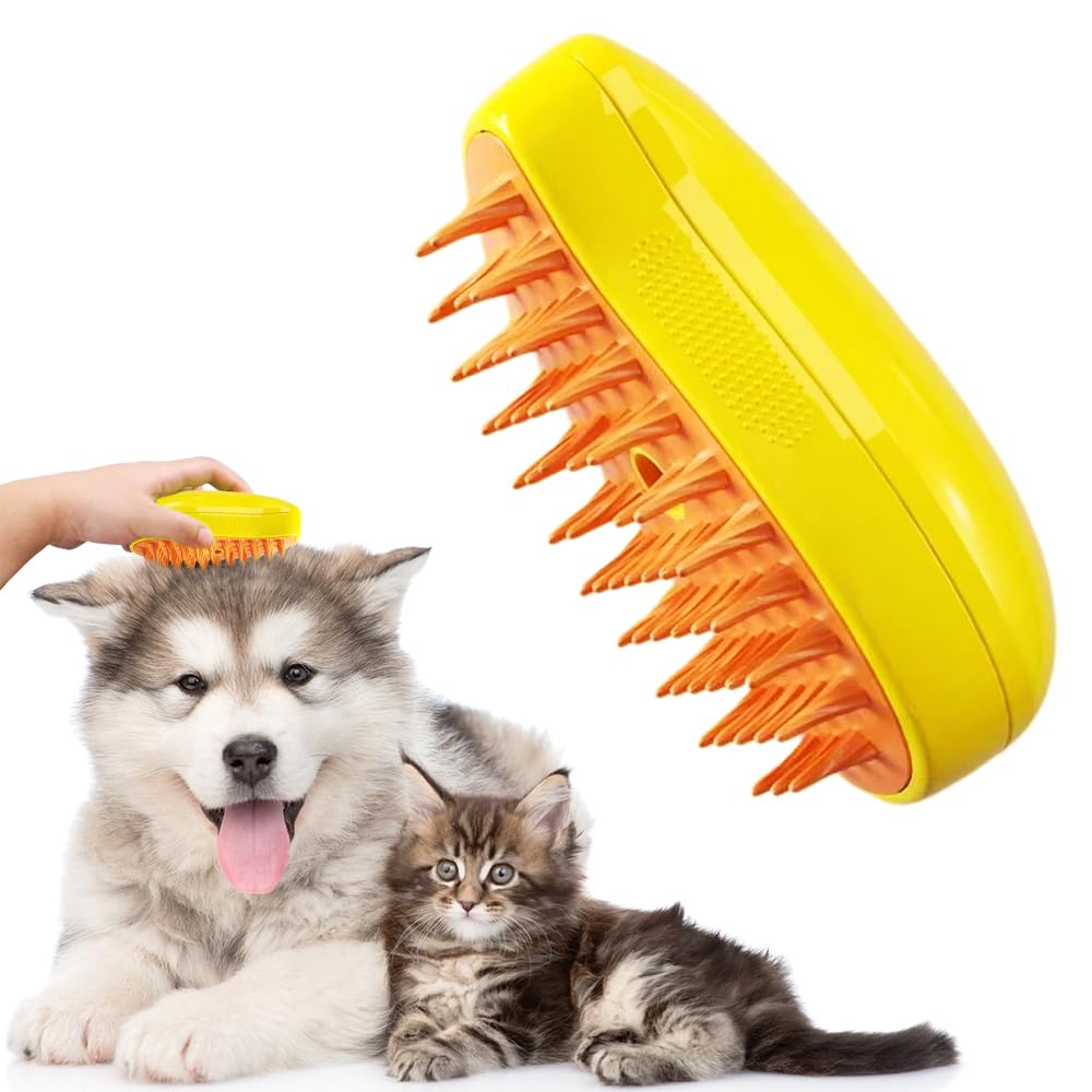 Cozyk Patented Exclusive Rechargeable Steam Pet Brush (95°F-113°F) for Pet Bathing