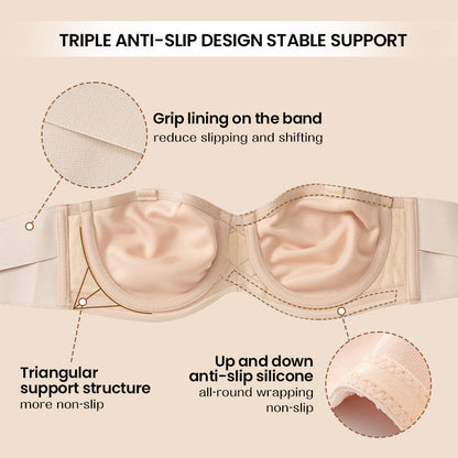 Shecurve Full Support Non-Slip Convertible Bandeau Bra