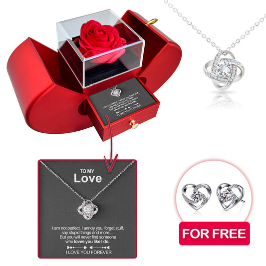 Sterling Silver Necklace with Real Rose + FREE EARRINGS