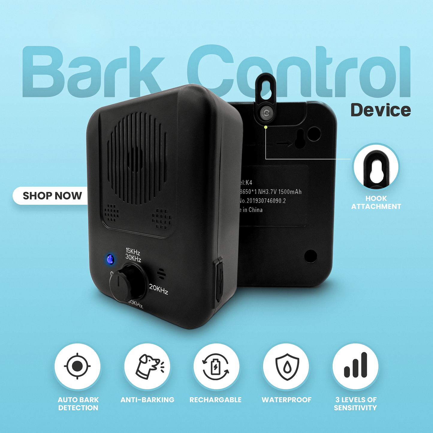 NoMoreBark - Pain Free Anti-Barking Device + (Free Dog Training Ebook Included)