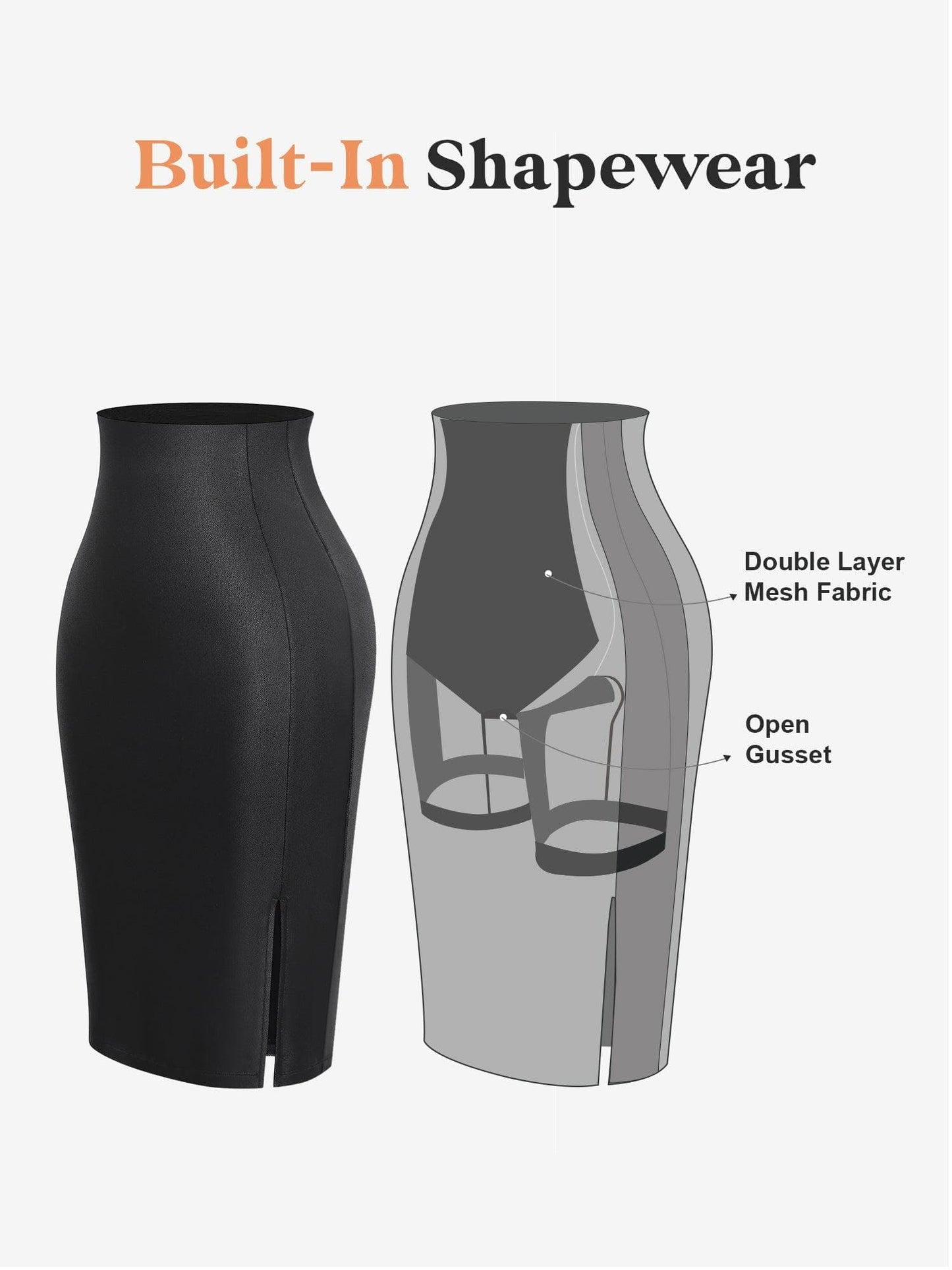 Built-In Shapewear Leather Bodysuit Or Midi Skirt Or Mini Skirt Or Leggings