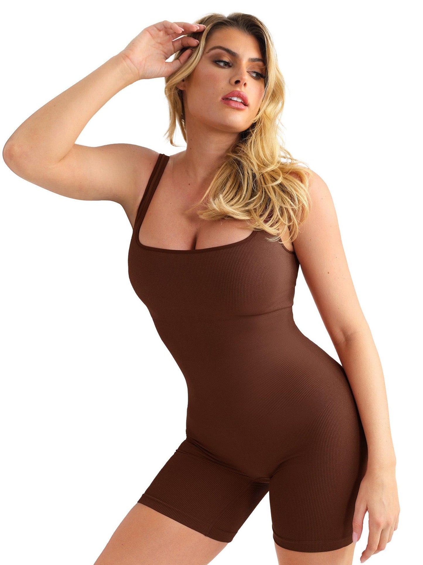 Seamless Square Neck One Piece Sport Jumpsuit Or Romper